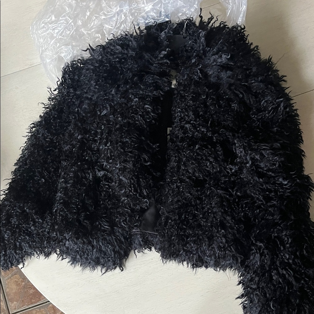 L'AGENCE Aura Crop Faux Fur Coat